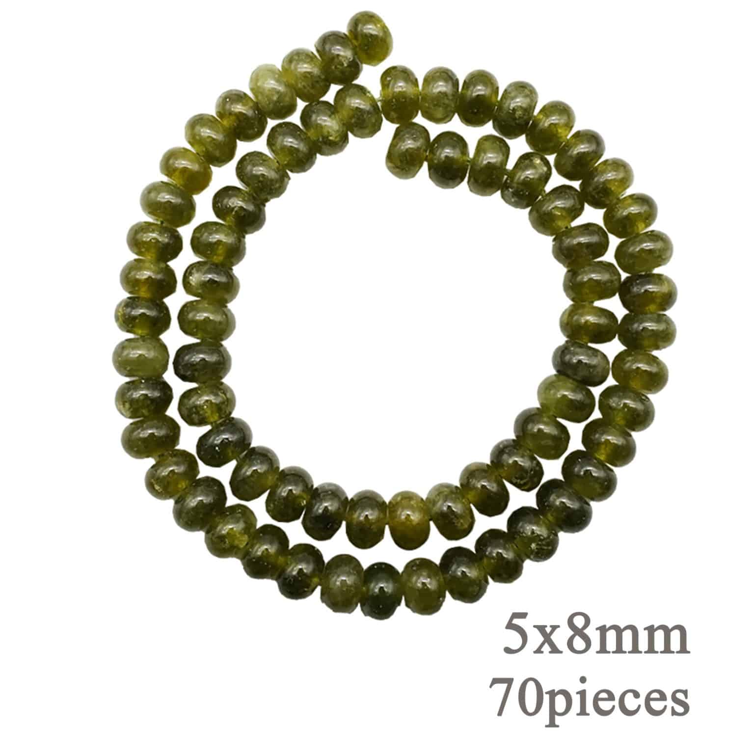 DIY珠子-竹青色算盘珠-5x8mm（1条约70颗）