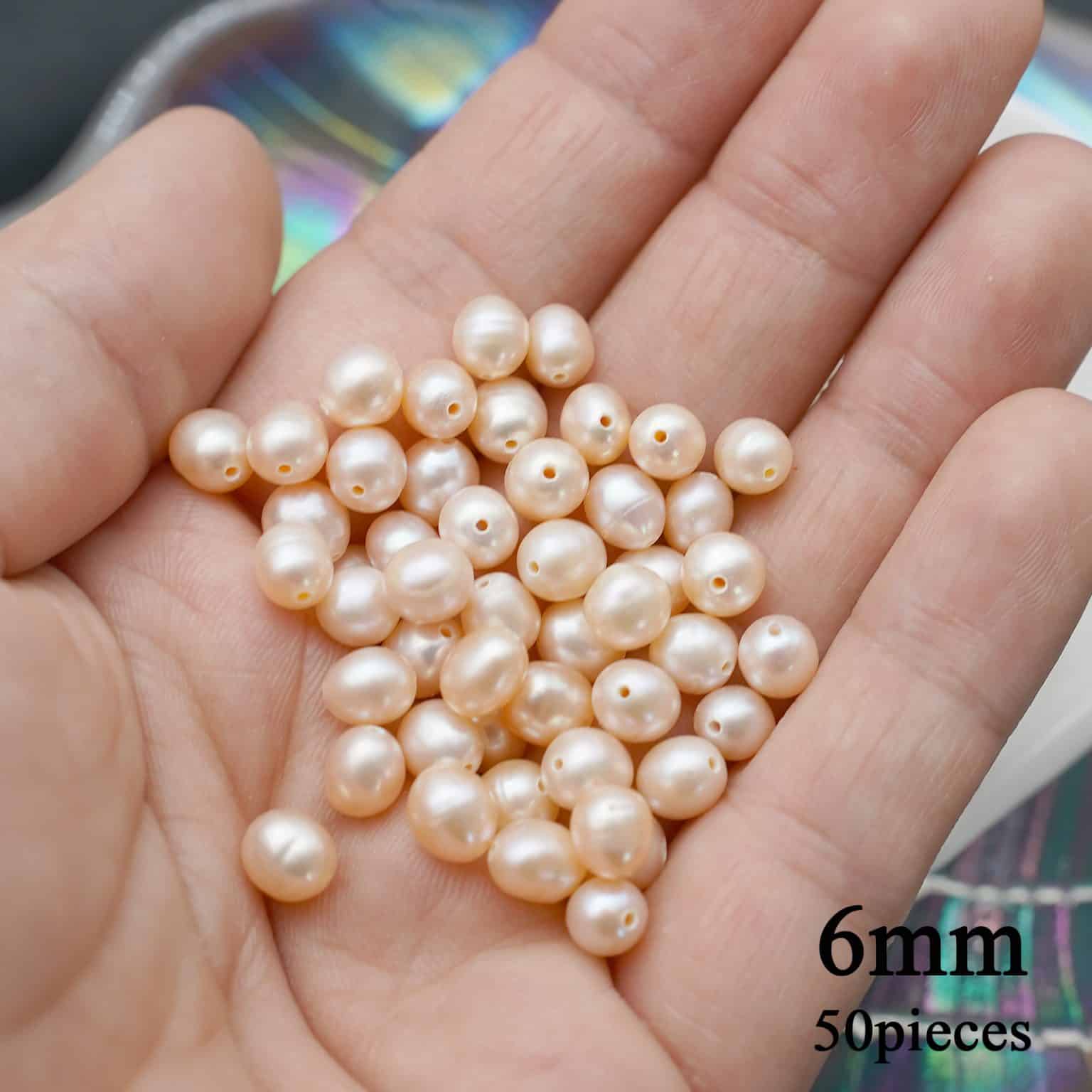 DIY珠子-粉珍珠-6mm（1条约50颗）