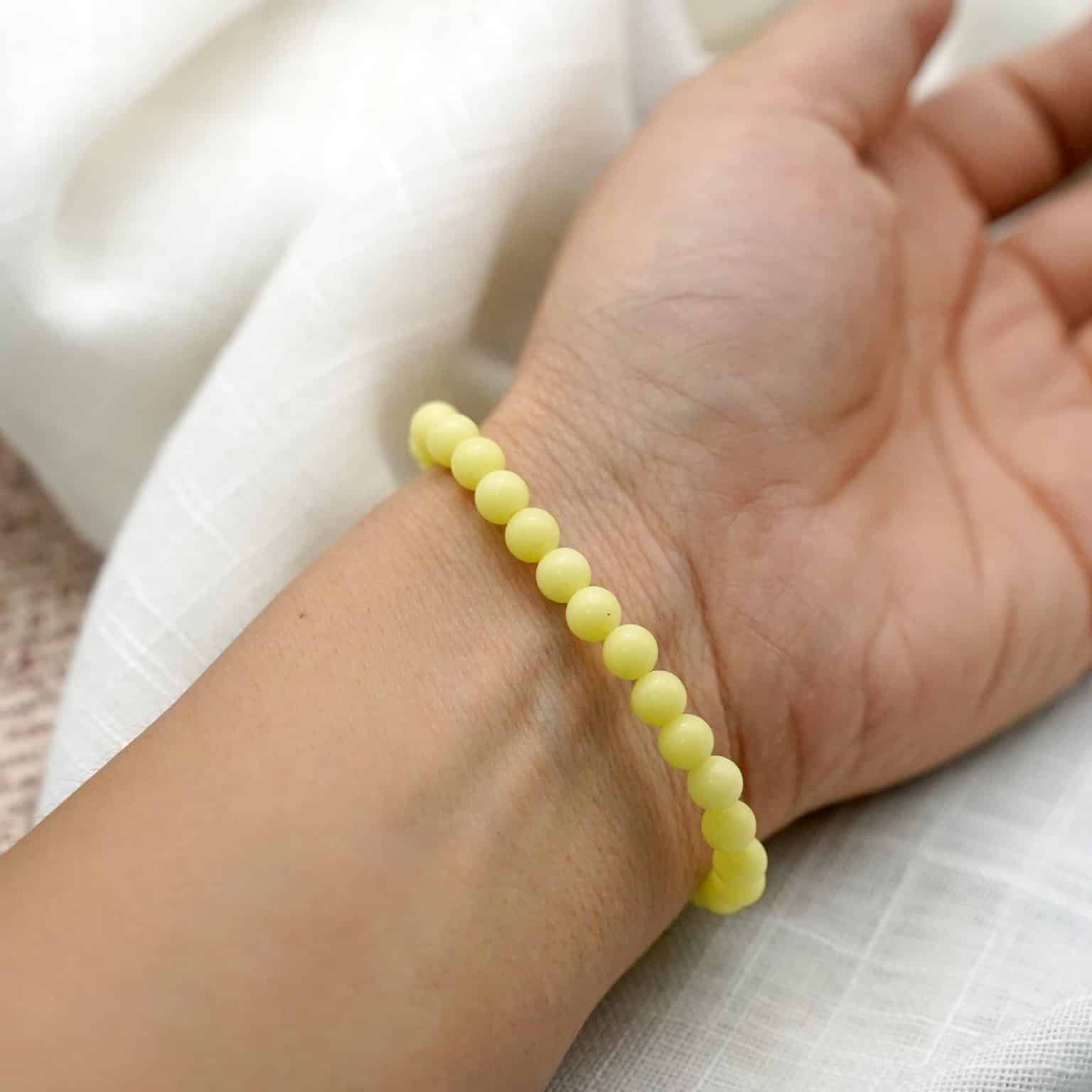 DIY珠子-夜光珠-黄色6mm（1条约60颗）