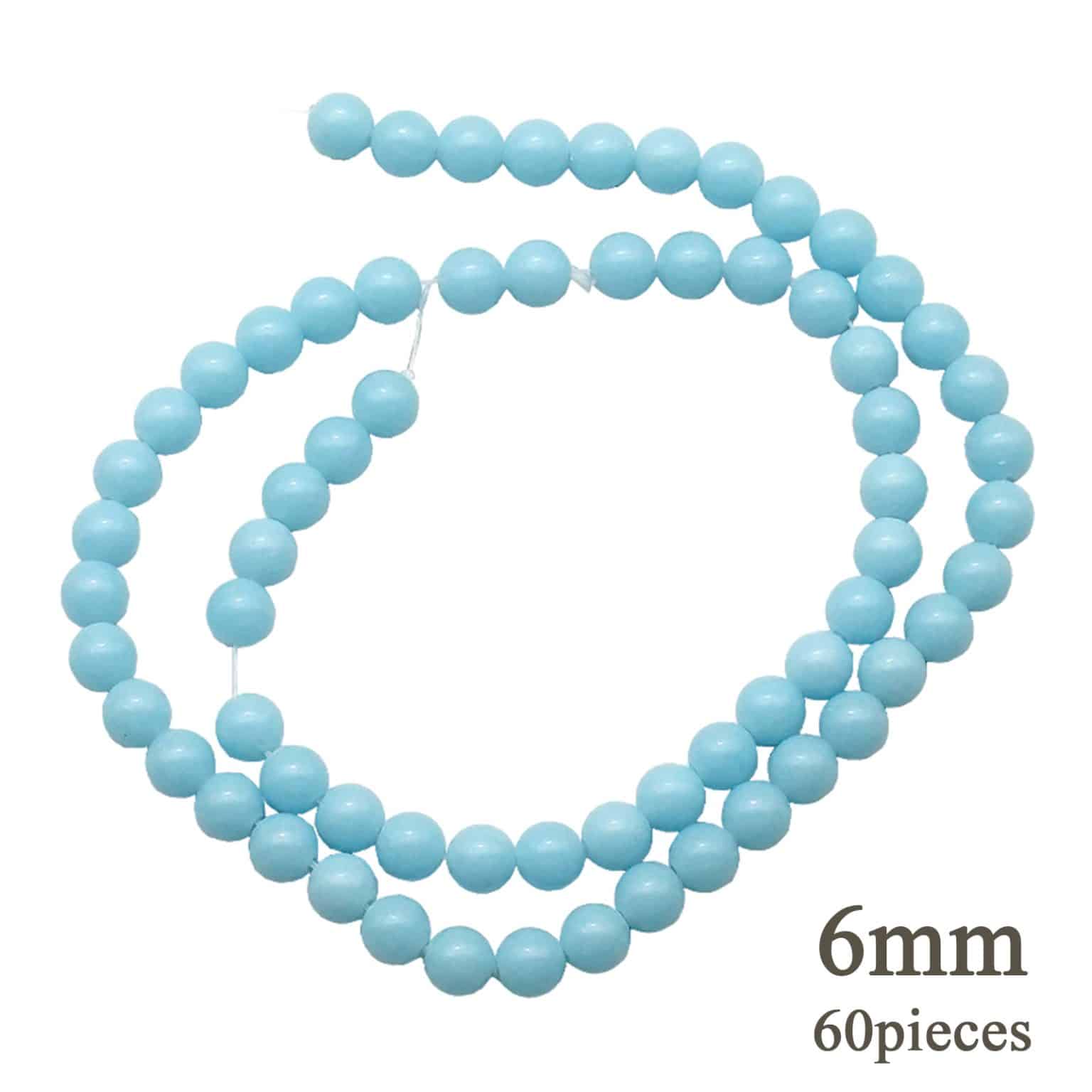 DIY珠子-夜光珠-孔蓝色6mm（1条约60颗）