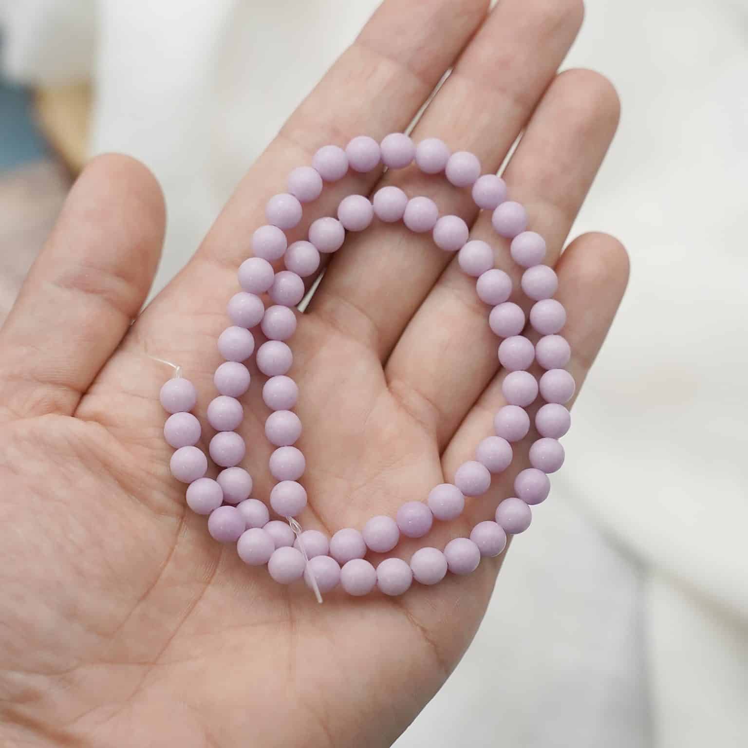 DIY珠子-夜光珠-浅紫色6mm（1条约60颗）