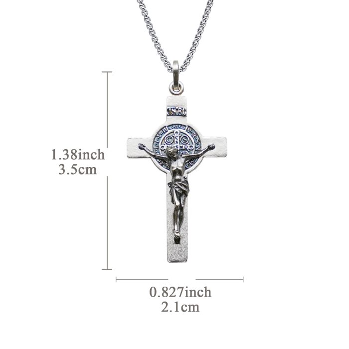 十字架-本笃-做旧-925银-3.5x2.1CM（送60厘米钛钢链） Catholic religious art