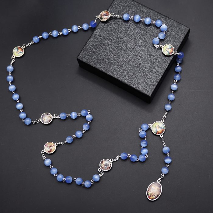 七苦念珠-蓝猫眼-九字针-念珠-8mm Catholic religious art