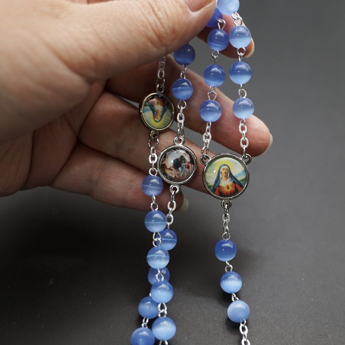 七苦念珠-蓝猫眼-九字针-念珠-8mm Catholic religious art
