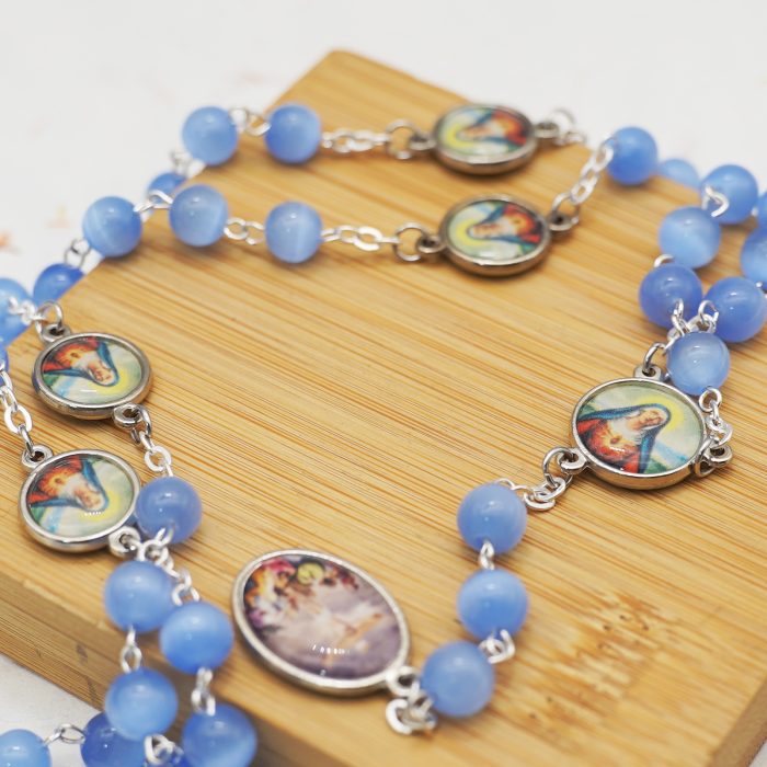 七苦念珠-蓝猫眼-九字针-念珠-8mm Catholic religious art
