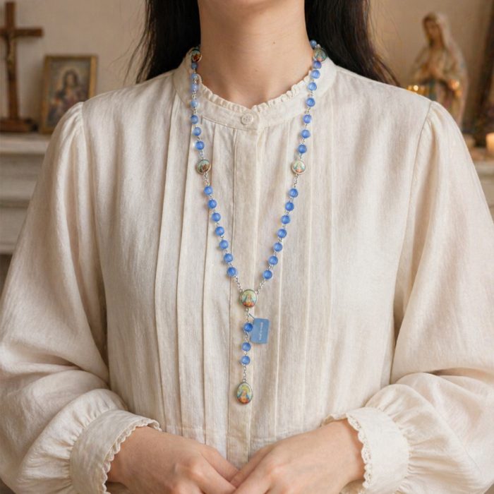 七苦念珠-蓝猫眼-九字针-念珠-8mm Catholic religious art