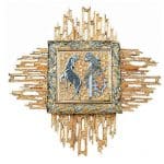 双色黄铜铸造圣体龛（金/银），门尺寸27x27厘米，内盒27x27x30厘米，放射线84x84厘米