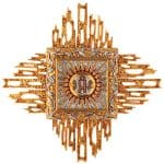 圣体龛，IHS门设计，展示款（金/银），门尺寸25x25厘米，内盒25x25x28厘米，放射线80x80厘米