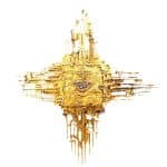 24K金色黄铜铸造圣体龛，门尺寸31x31厘米，内盒27x27x30厘米，放射线123x123厘米