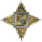 24K金色黄铜铸造圣体龛，无展示，门尺寸27x27厘米，内盒27x27x27厘米，放射线97x97厘米
