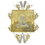 双色黄铜铸造壁挂圣体龛，门尺寸20x20厘米，内盒20x20x20厘米，放射线40x40厘米