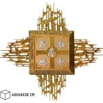 铸造黄铜壁挂圣体龛，门尺寸40x40厘米，内盒40x40x36厘米，放射线125x125厘米
