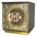 带木盒和展示的圣体龛，门尺寸22x22厘米，内盒30x30x28厘米