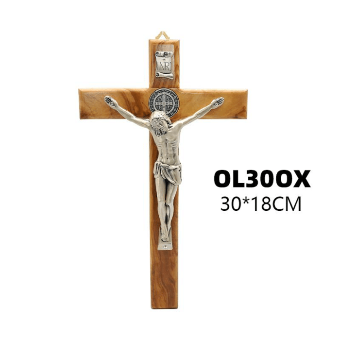 橄榄木十字架本笃驱魔居家摆件挂件耶稣苦像_橄榄木十字架挂式 Catholic religious art