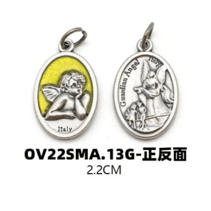 DIY小吊牌-拉斐尔小天使-锌合金-黄色-2.2cm