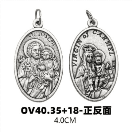 DIY小吊牌-椭圆圣若瑟+圣衣-锌合金-4cm