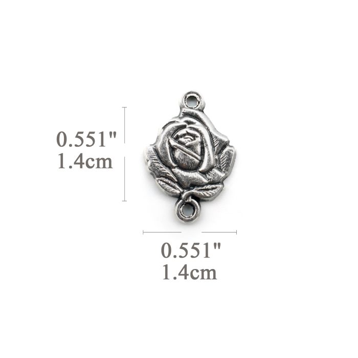 DIY双通-法蒂玛玫瑰花-锌合金-1.4cm Catholic religious art