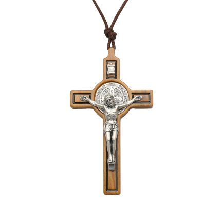 十字架-圣本笃-橄榄木-带挂绳-7.5cm