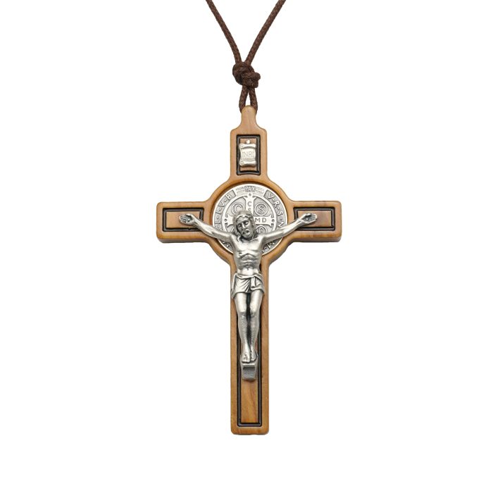 十字架-圣本笃-橄榄木-带挂绳-7.5cm Catholic religious art