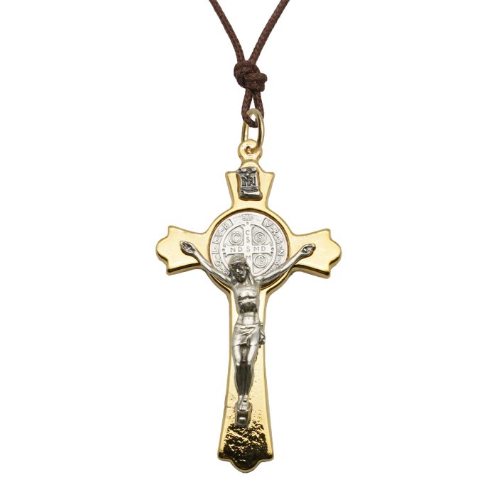 十字架-圣本笃-锌合金-异形设计金色-8x5cm带包装盒 Catholic religious art