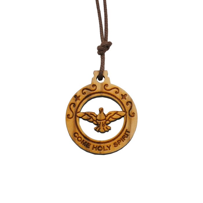 吊坠-橄榄木-圆形-镂空-圣神-3cm Catholic religious art