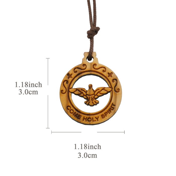 吊坠-橄榄木-圆形-镂空-圣神-3cm Catholic religious art