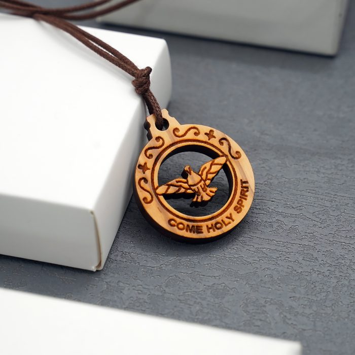 吊坠-橄榄木-圆形-镂空-圣神-3cm Catholic religious art