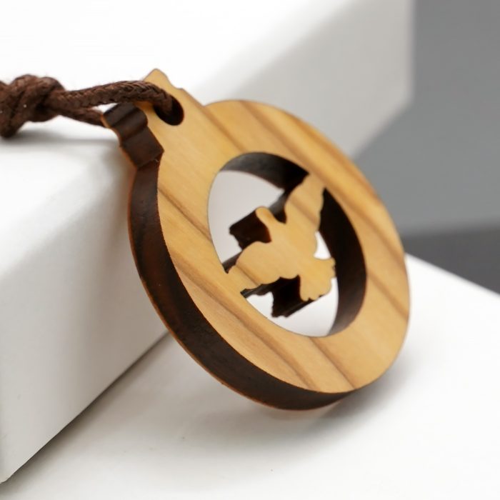 吊坠-橄榄木-圆形-镂空-圣神-3cm Catholic religious art