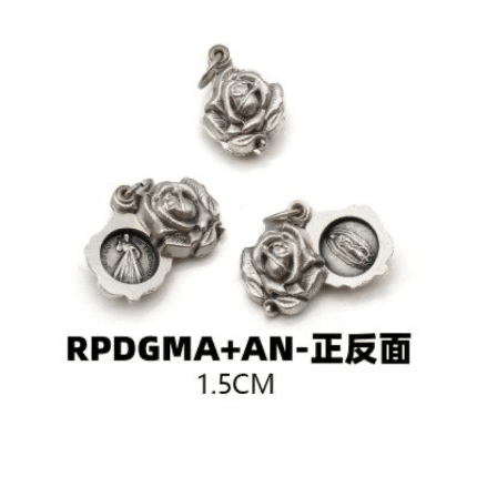 DIY小吊牌-瓜达卢佩+上主慈悲-锌合金-可以开合-1.5cm