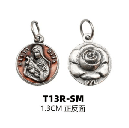 DIY小吊牌-圣丽塔-锌合金-红珐琅彩-1.3cm