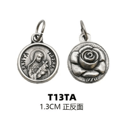 DIY小吊牌-小德兰-锌合金-银色-1.3cm