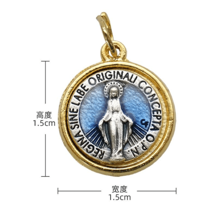 DIY小吊牌-显灵圣母-锌合金-珐琅彩-1.5cm