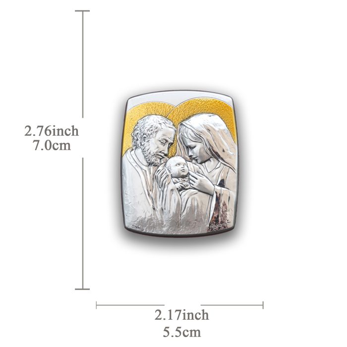 银浮雕摆台-圣家-银金色-7x5.5cm Catholic religious art