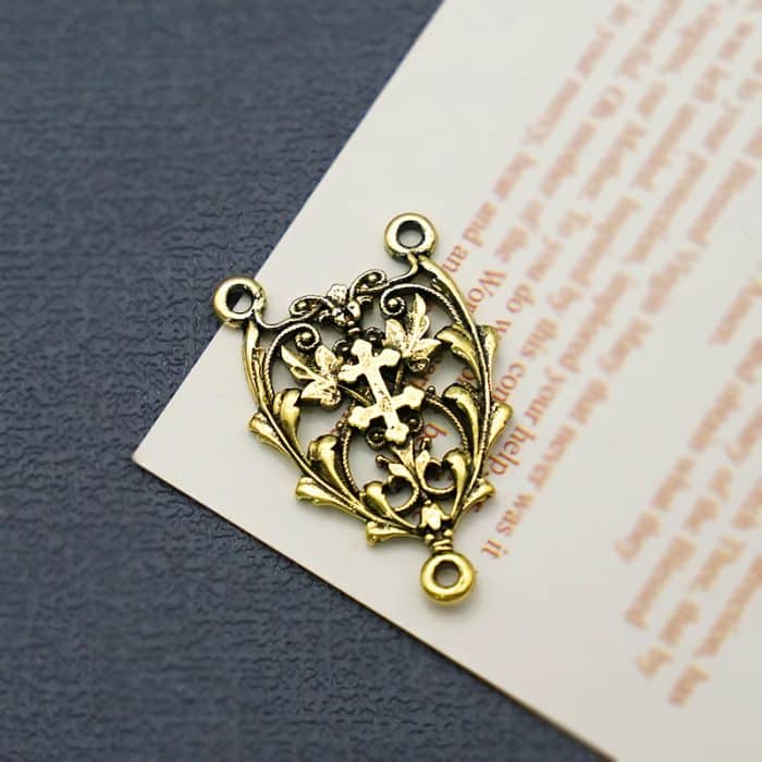 DIY三通-镂空花纹-黄铜古青铜色-2.2cm Catholic religious art