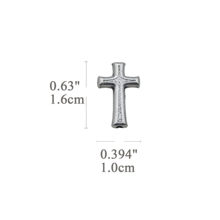 DIY双通-十字架-普通款-锌合金-镀银-1.6cm Catholic religious art