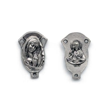 DIY三通-圣母+耶稣圣心-锌合金-2.2cm