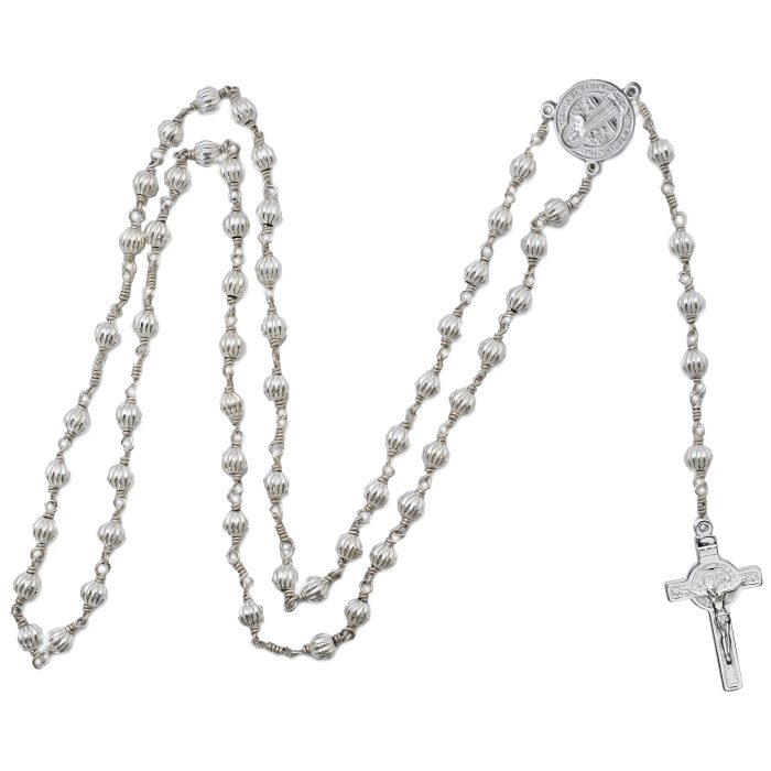 玫瑰念珠-本笃-925银-5mm银珠 Catholic religious art