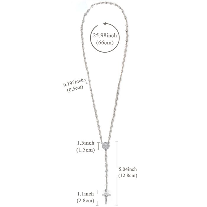 玫瑰念珠-本笃-925银-5mm银珠 Catholic religious art