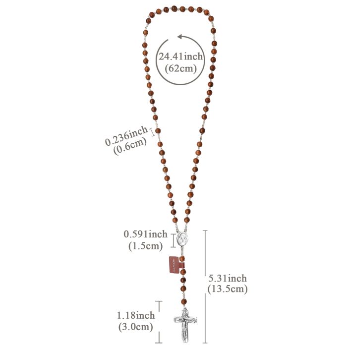 玫瑰念珠-圣三十字架+耶路撒冷三通-链式-紫檀6mm Catholic religious art
