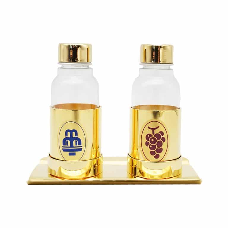 【现货】带托盘酒水壶 金色瓶子对装 11x6cm – 30ml