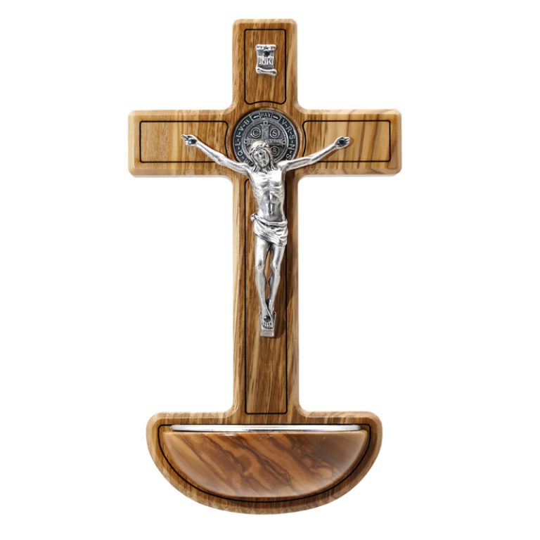圣水池-十字架橄榄木-带圣尸镀银-19x10.5cm