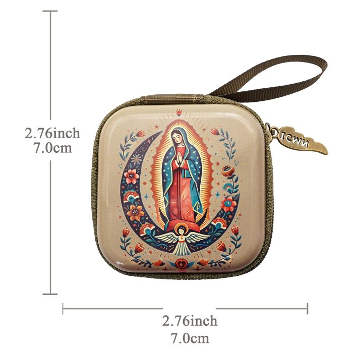 金属念珠包-瓜达卢佩 (Our Lady of Guadalupe)-拉链款-7x7cm厚度3.3cm Catholic religious art