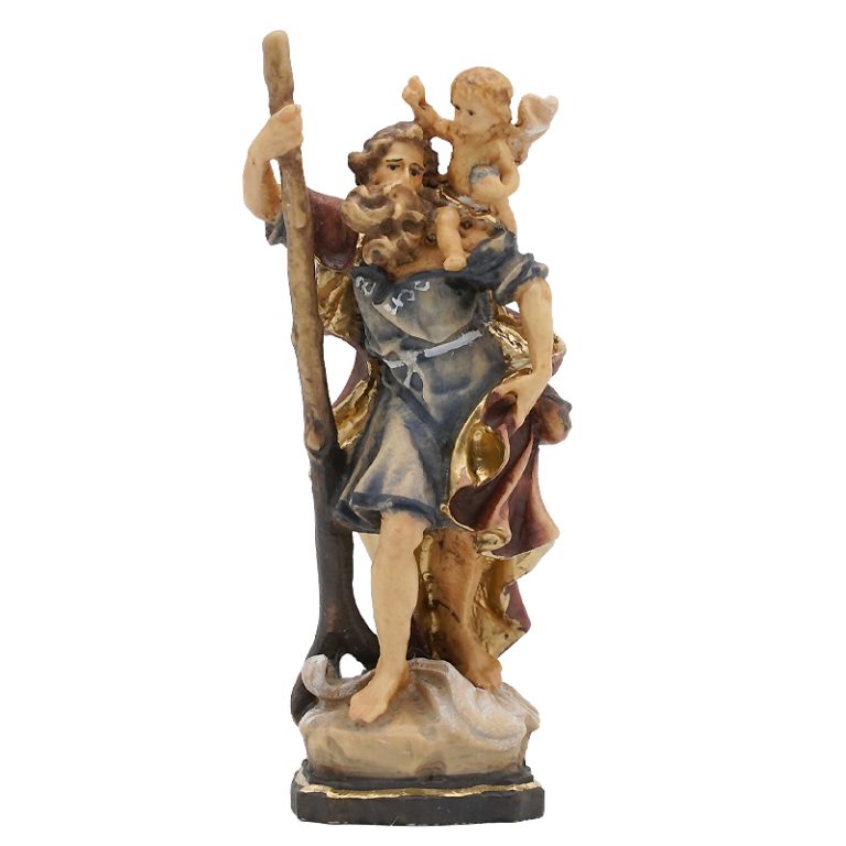 阿尔卑斯木雕-圣基多福（St Christopher）-彩色-多尺寸