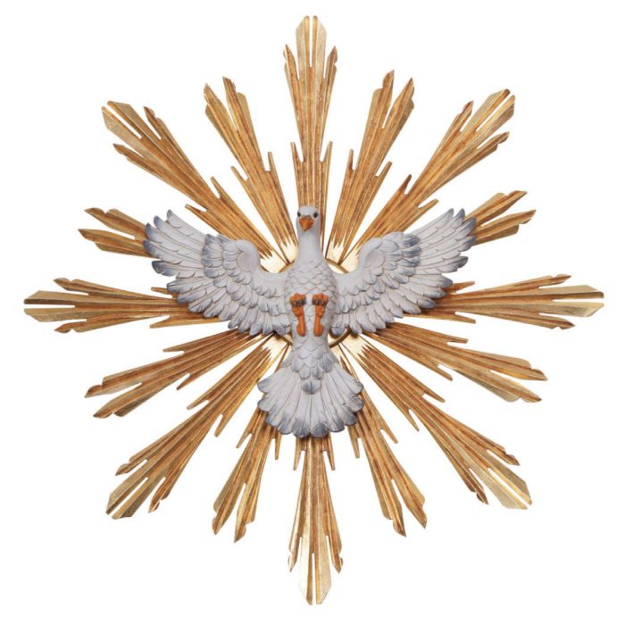 现货 天主圣神鸽子带光环木雕圣像_圣神带光环12/30厘米 Catholic religious art
