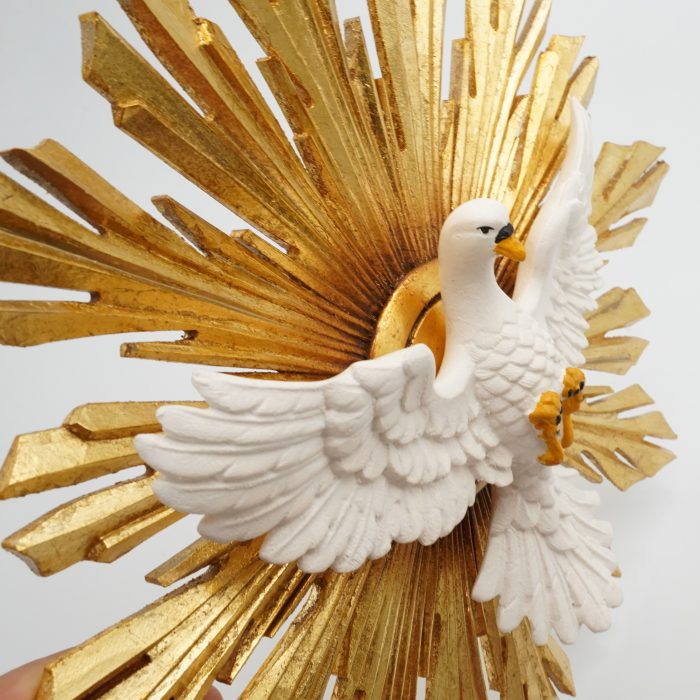 现货 天主圣神鸽子带光环木雕圣像_圣神带光环12/30厘米 Catholic religious art