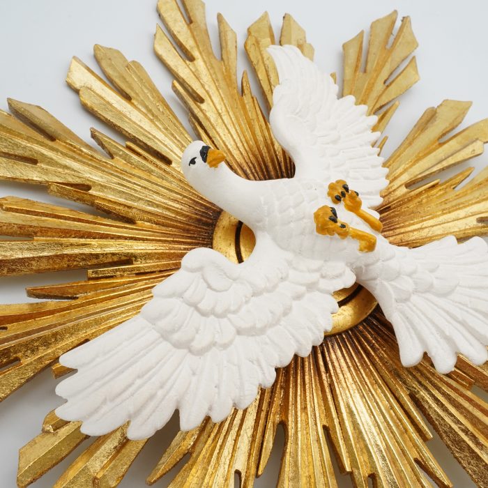 现货 天主圣神鸽子带光环木雕圣像_圣神带光环12/30厘米 Catholic religious art