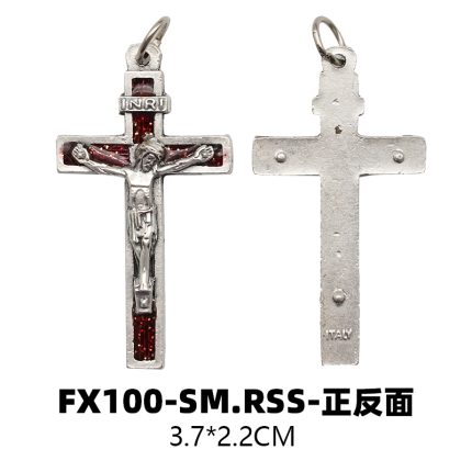 DIY十字架-锌合金-红色-3.7x2.2cm