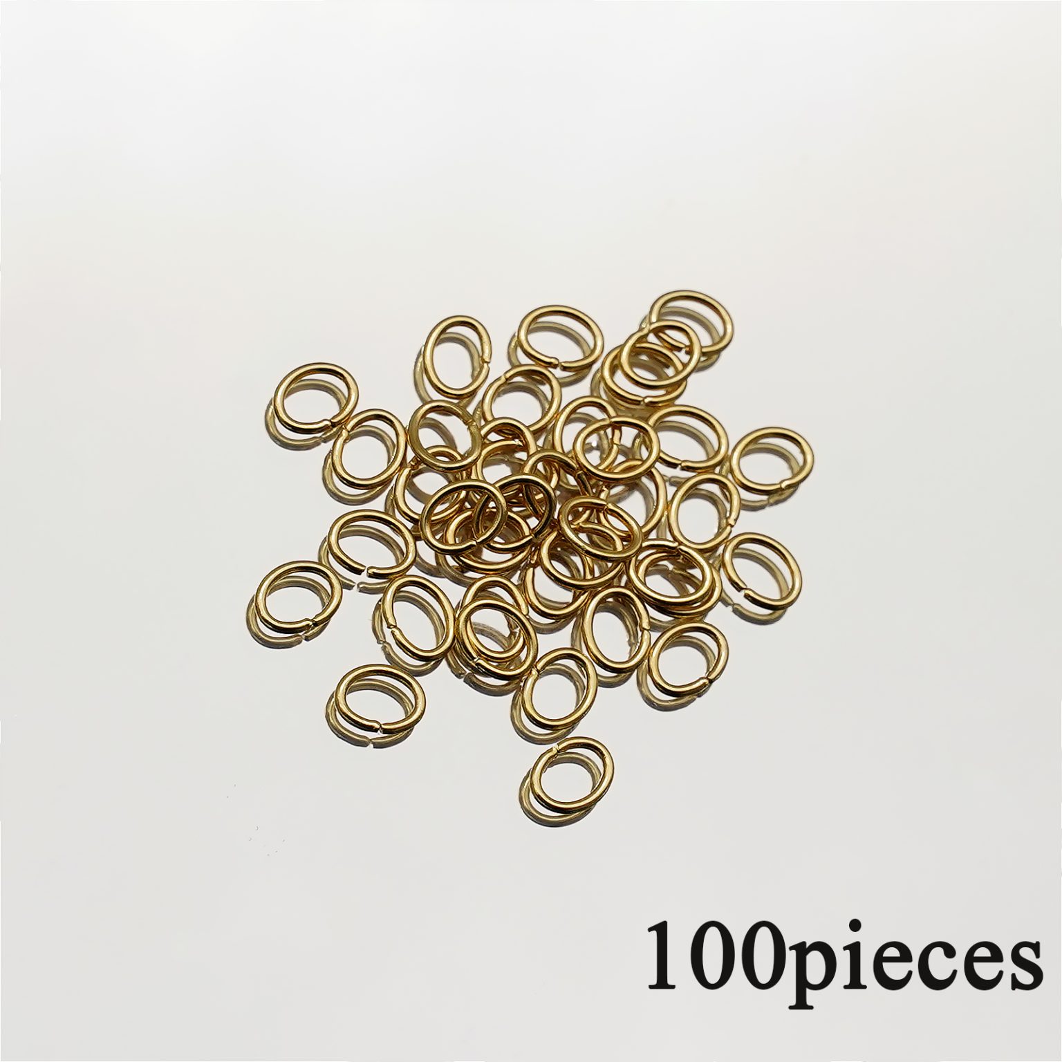 开口环-椭圆形-不锈钢-镀14K金-0.7x4x5mm（100个）（3.7g）