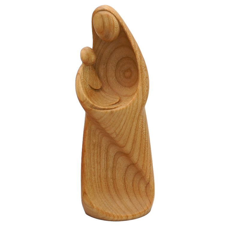 【现货】阿尔卑斯木雕-抽象圣母子（Abstract Madonna and Child）-樱桃木色-16cm