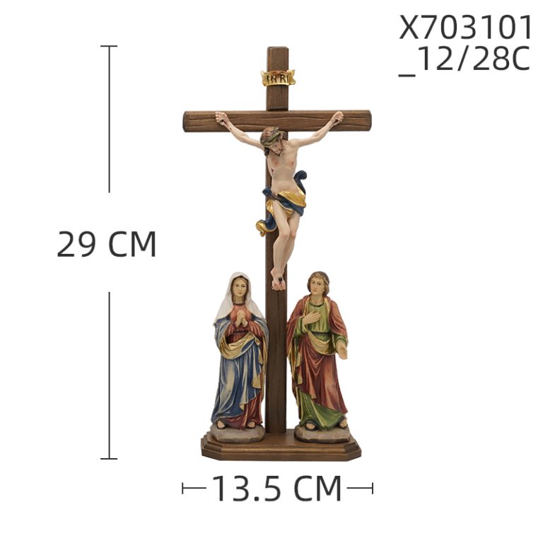 十字架挂件-基督与两位爱徒-木-12/28cm